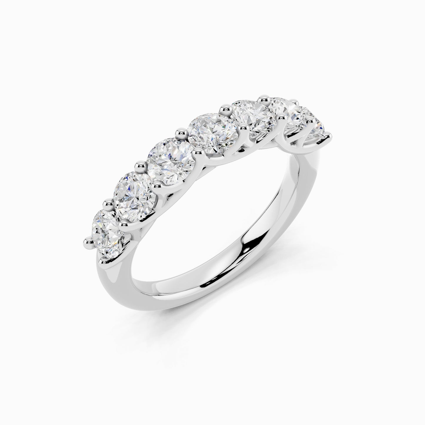 Fleur Seven Stone Round Cut Wedding Ring