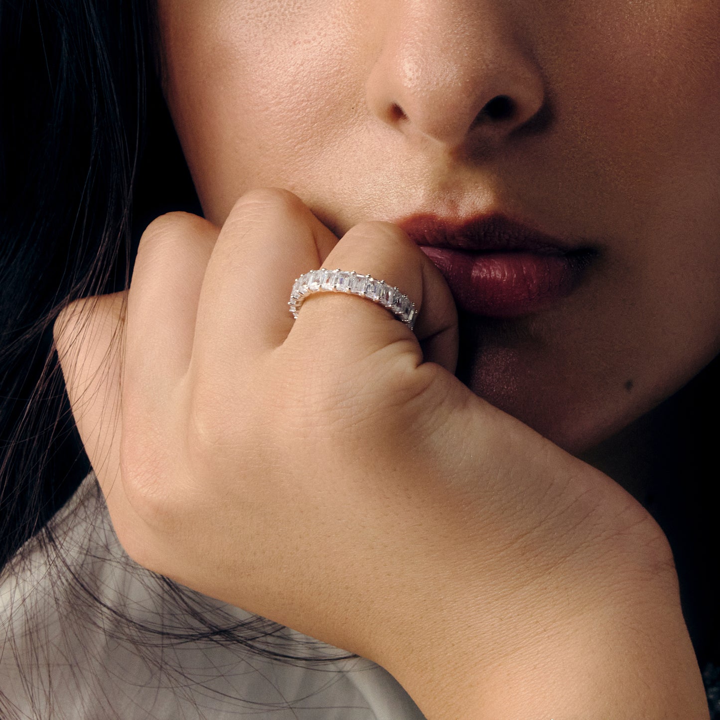 Lantana Emerald Cut Eternity Wedding Ring