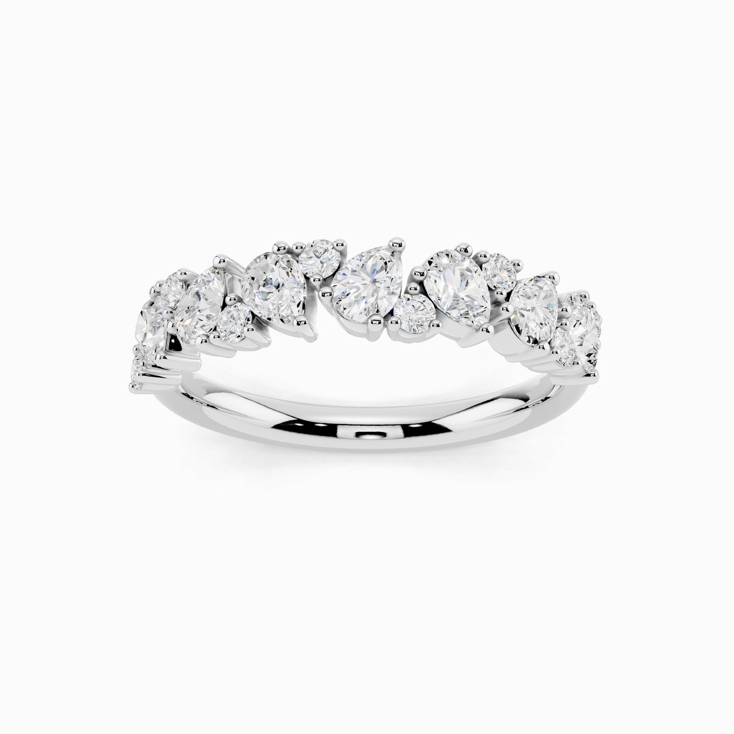 Ivy Pear & Round Cluster Wedding Ring