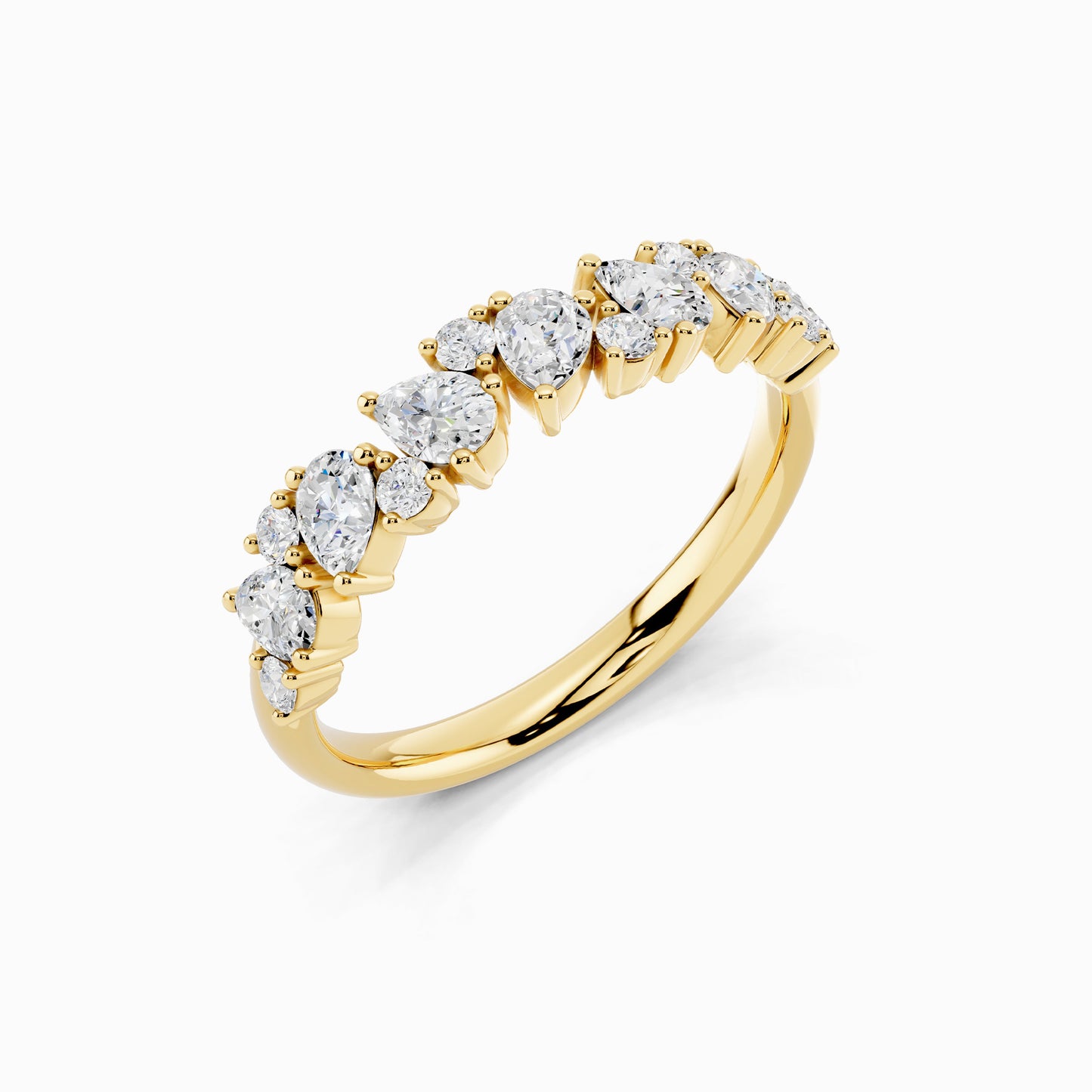 Ivy Pear & Round Cluster Wedding Ring