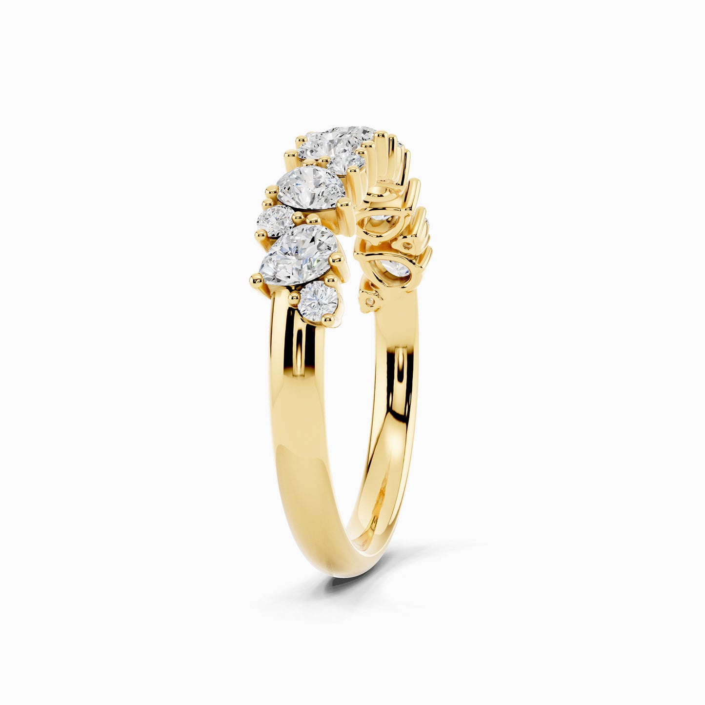Ivy Pear & Round Cluster Wedding Ring