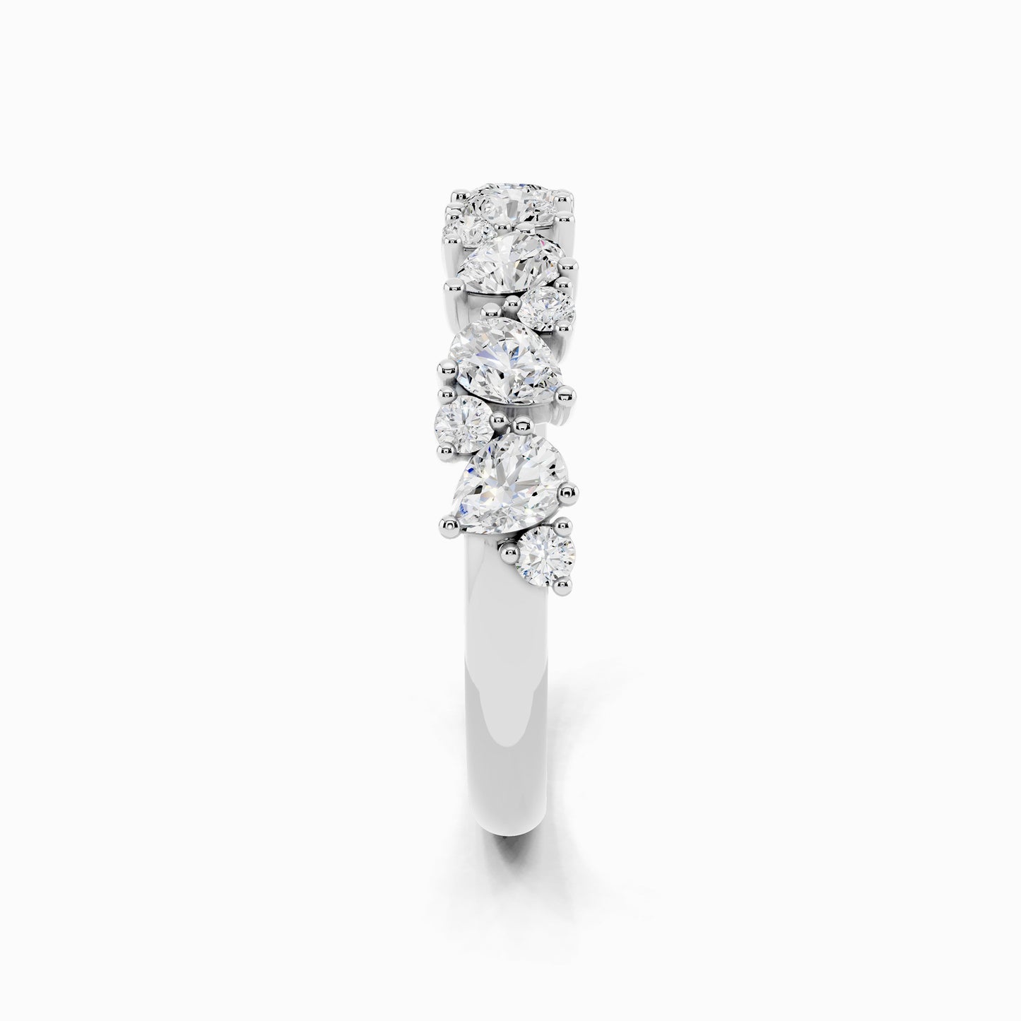 Ivy Pear & Round Cluster Wedding Ring
