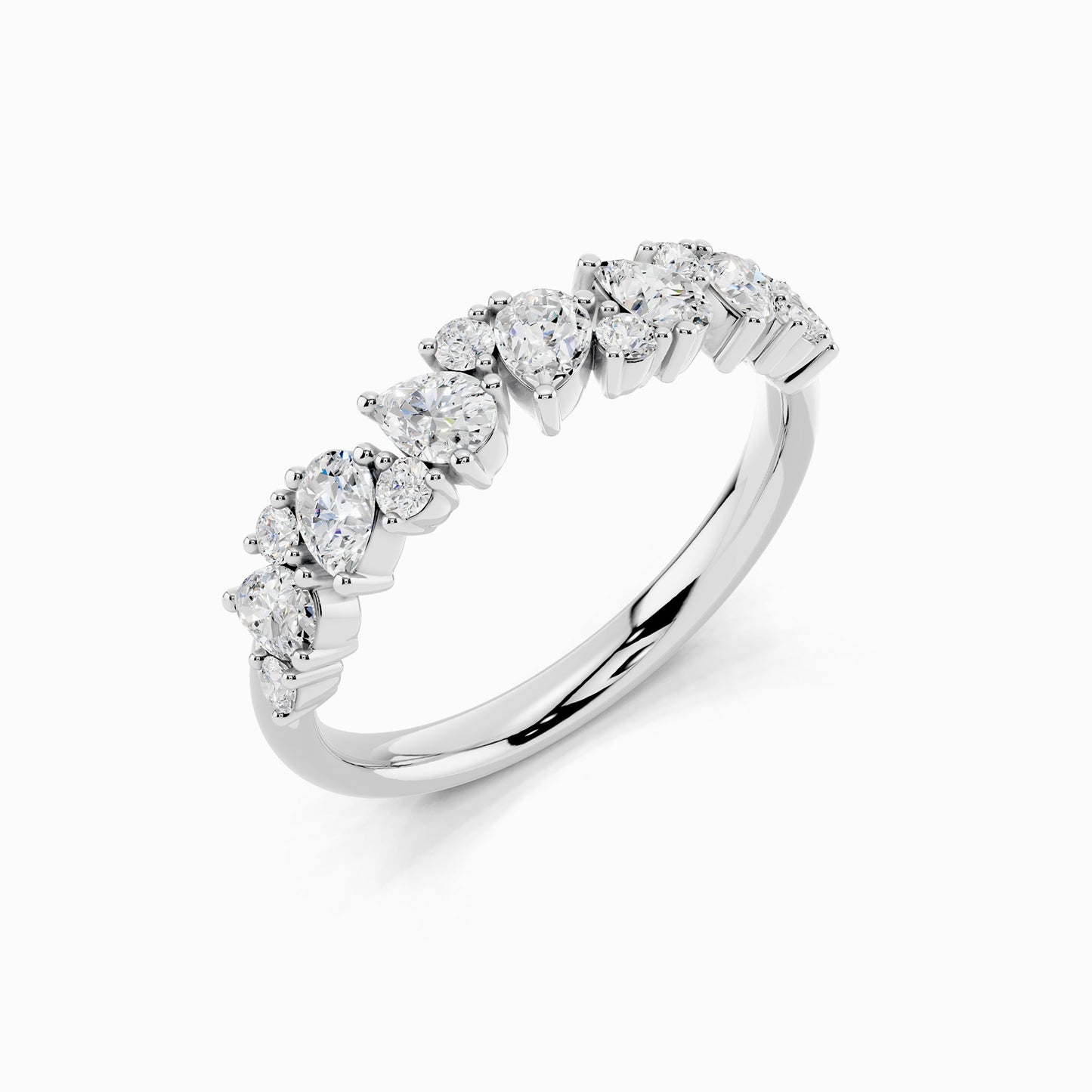 Ivy Pear & Round Cluster Wedding Ring