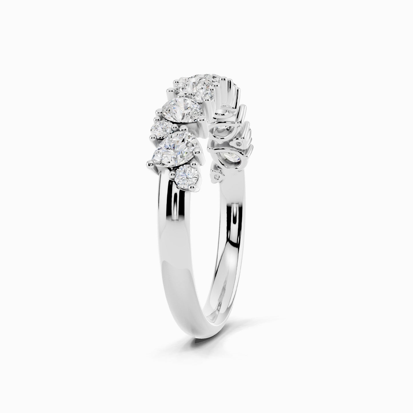 Ivy Pear & Round Cluster Wedding Ring