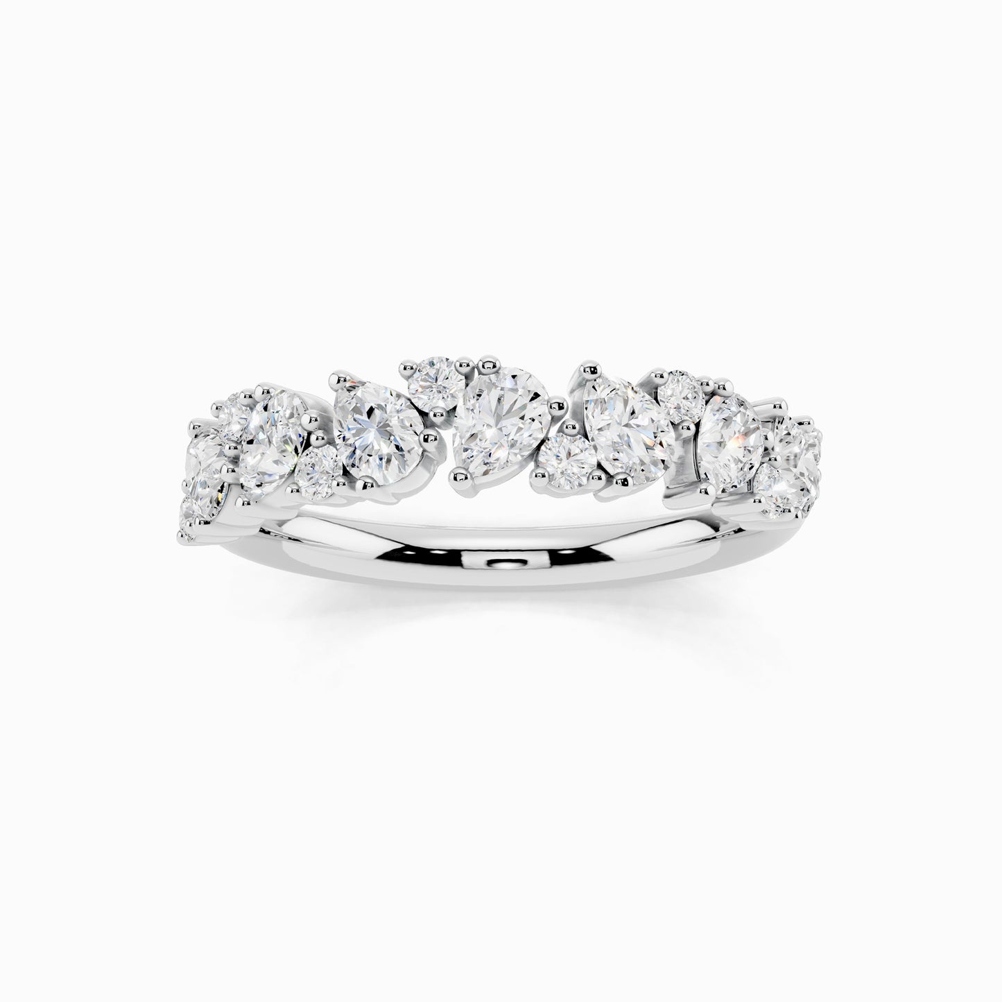 Ivy Pear & Round Cluster Wedding Ring