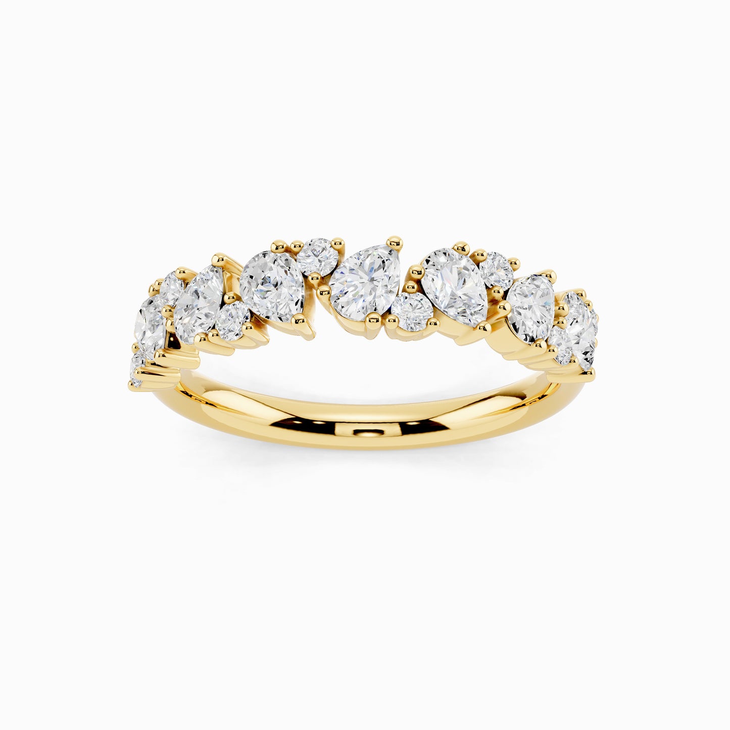 Ivy Pear & Round Cluster Wedding Ring