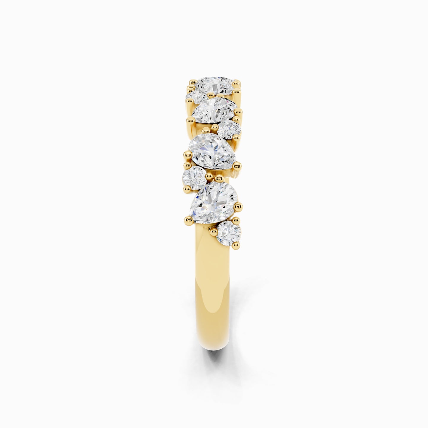 Ivy Pear & Round Cluster Wedding Ring