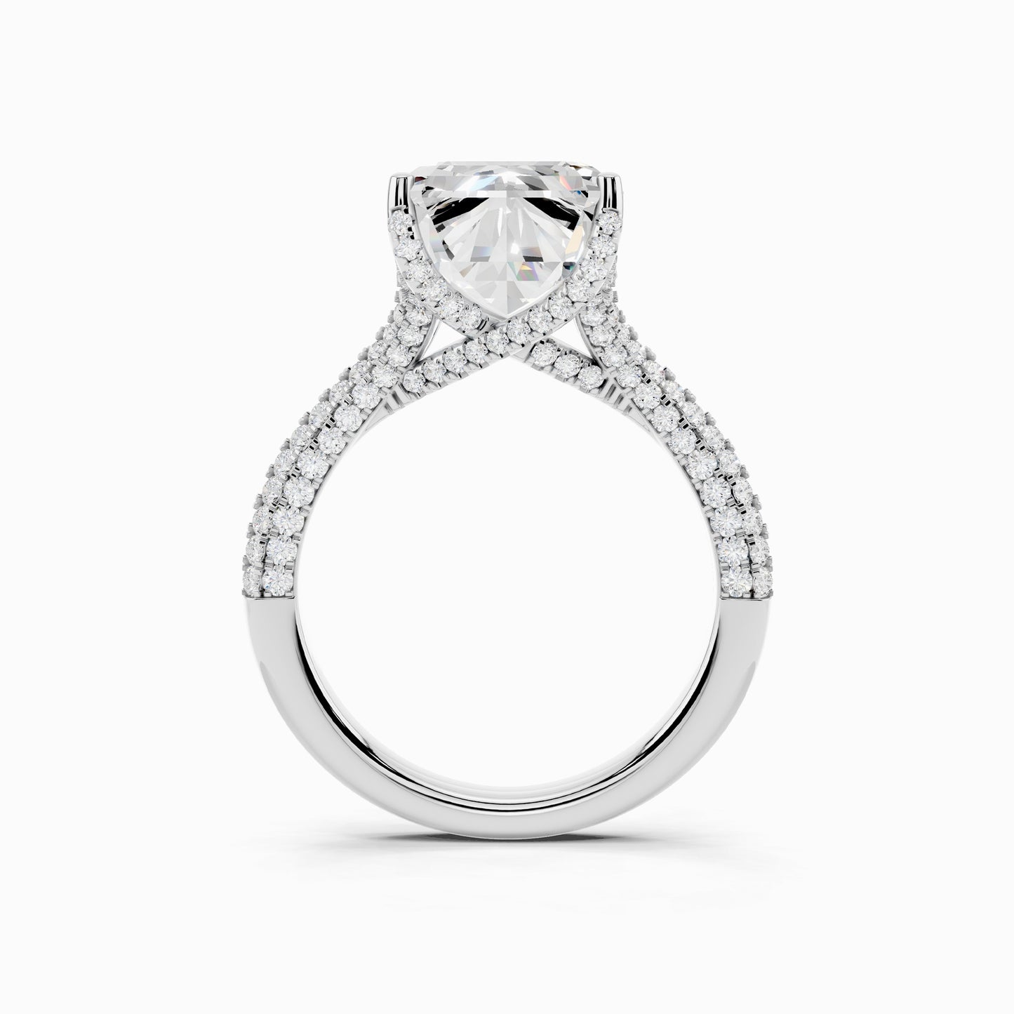 Silene Split Shank Emerald Cut Engagement Ring