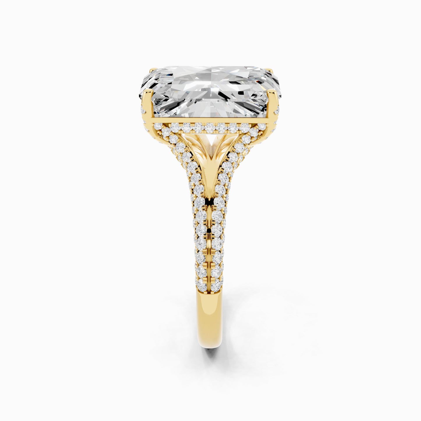 Silene Split Shank Emerald Cut Engagement Ring