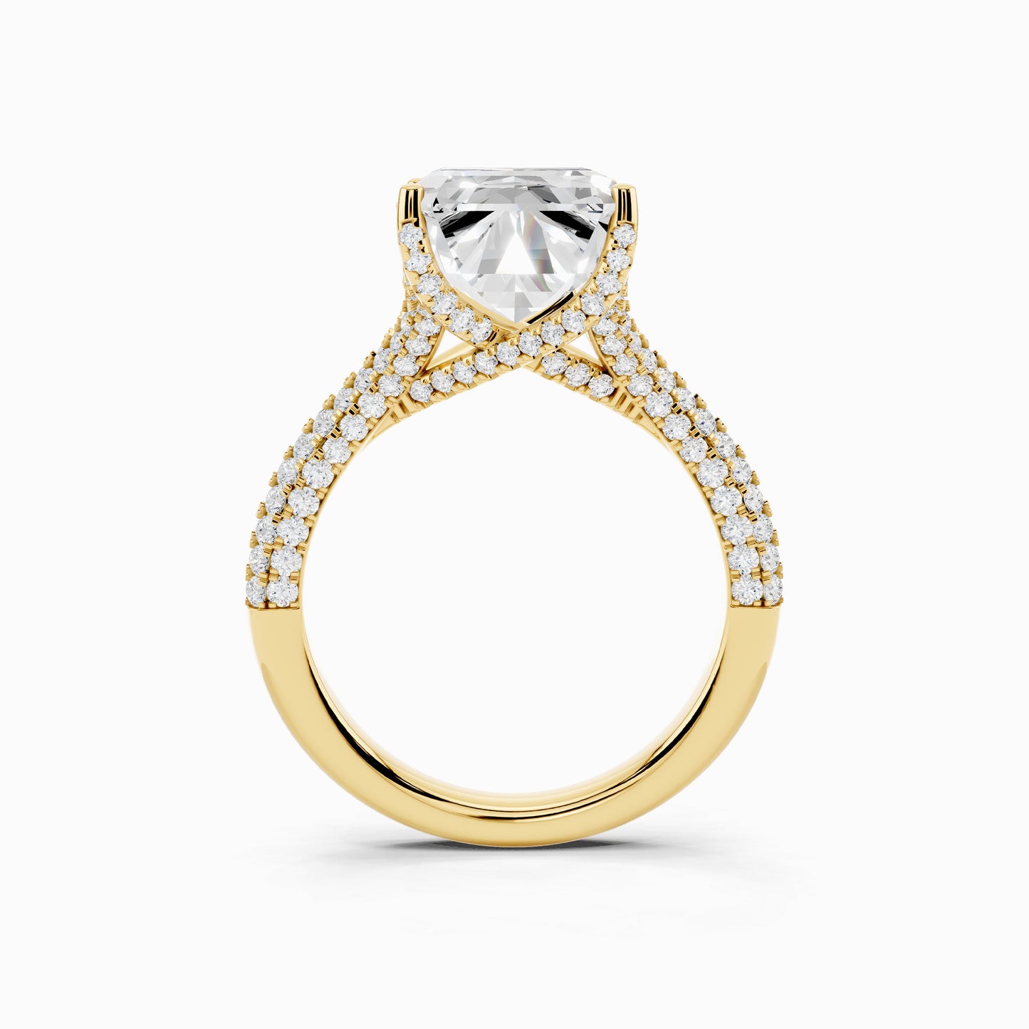 Silene Split Shank Emerald Cut Engagement Ring