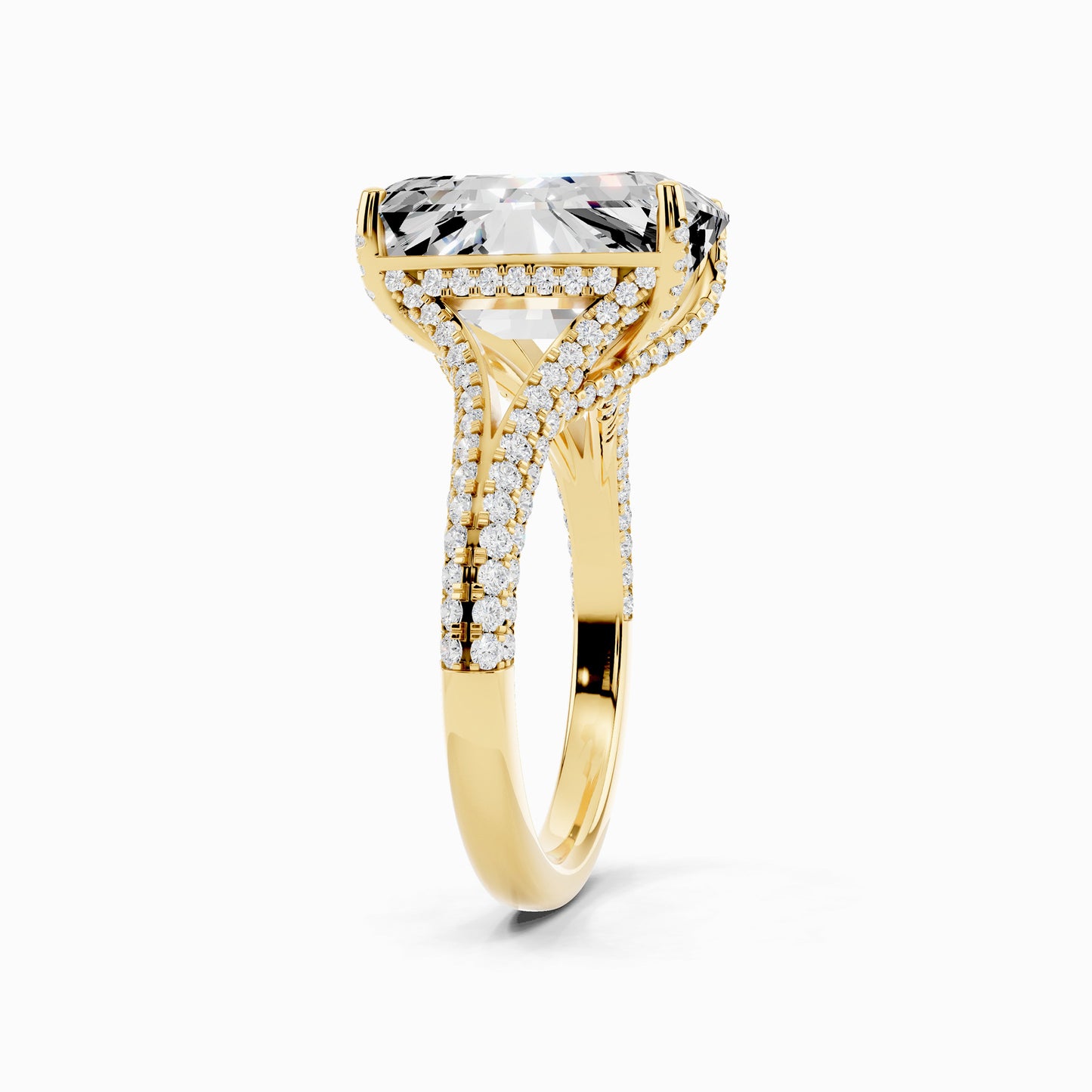 Silene Split Shank Emerald Cut Engagement Ring
