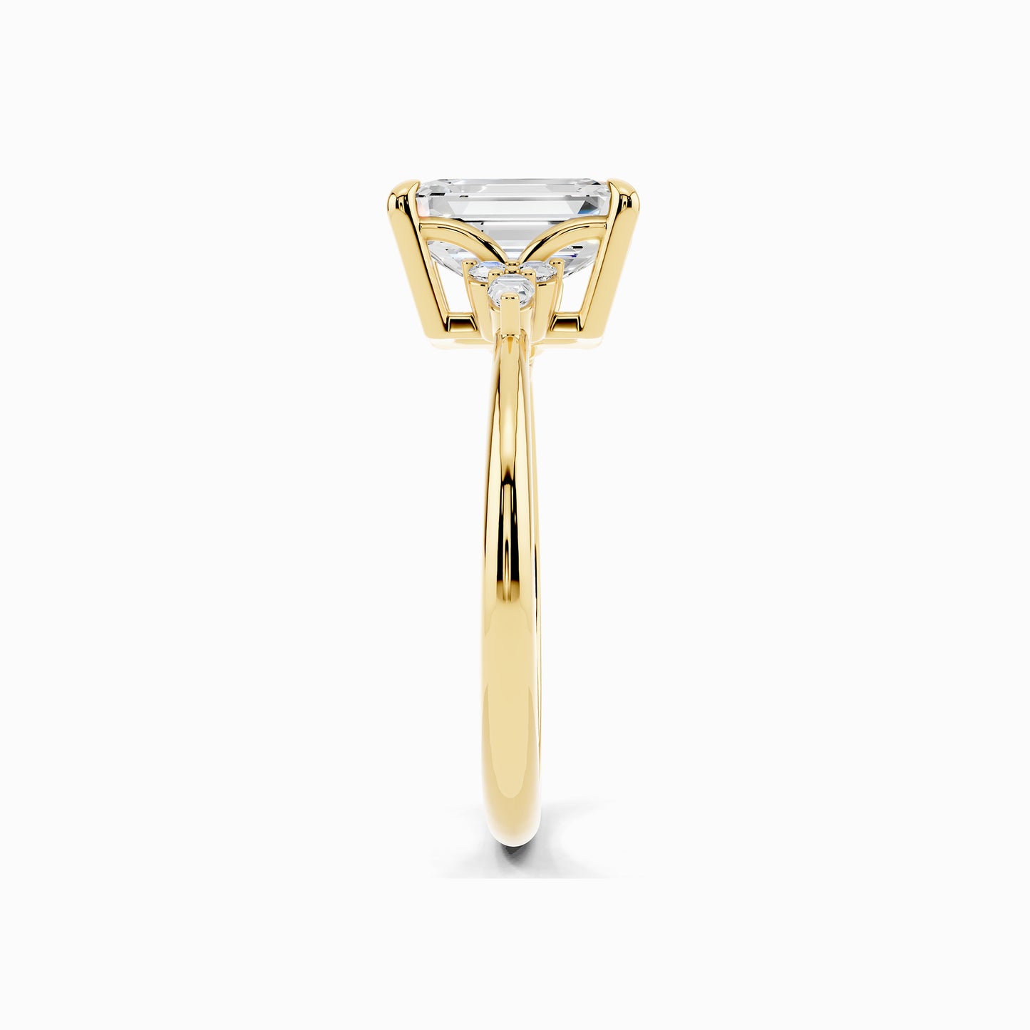 Aster Trinity Emerald Cut Engagement Ring
