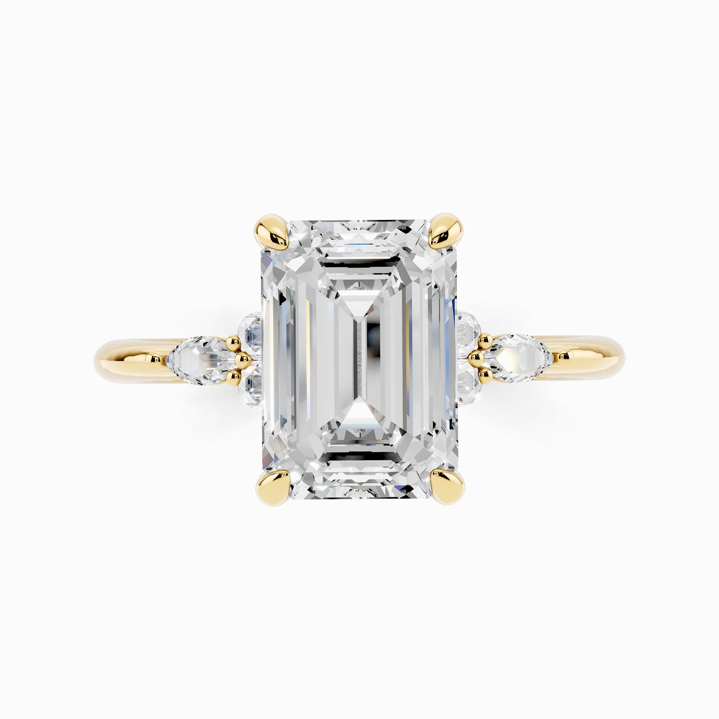 Aster Trinity Emerald Cut Engagement Ring