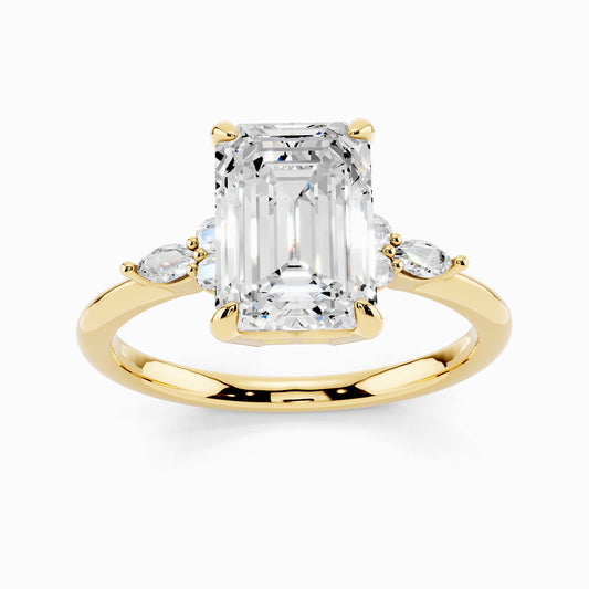 Aster Trinity Emerald Cut Engagement Ring
