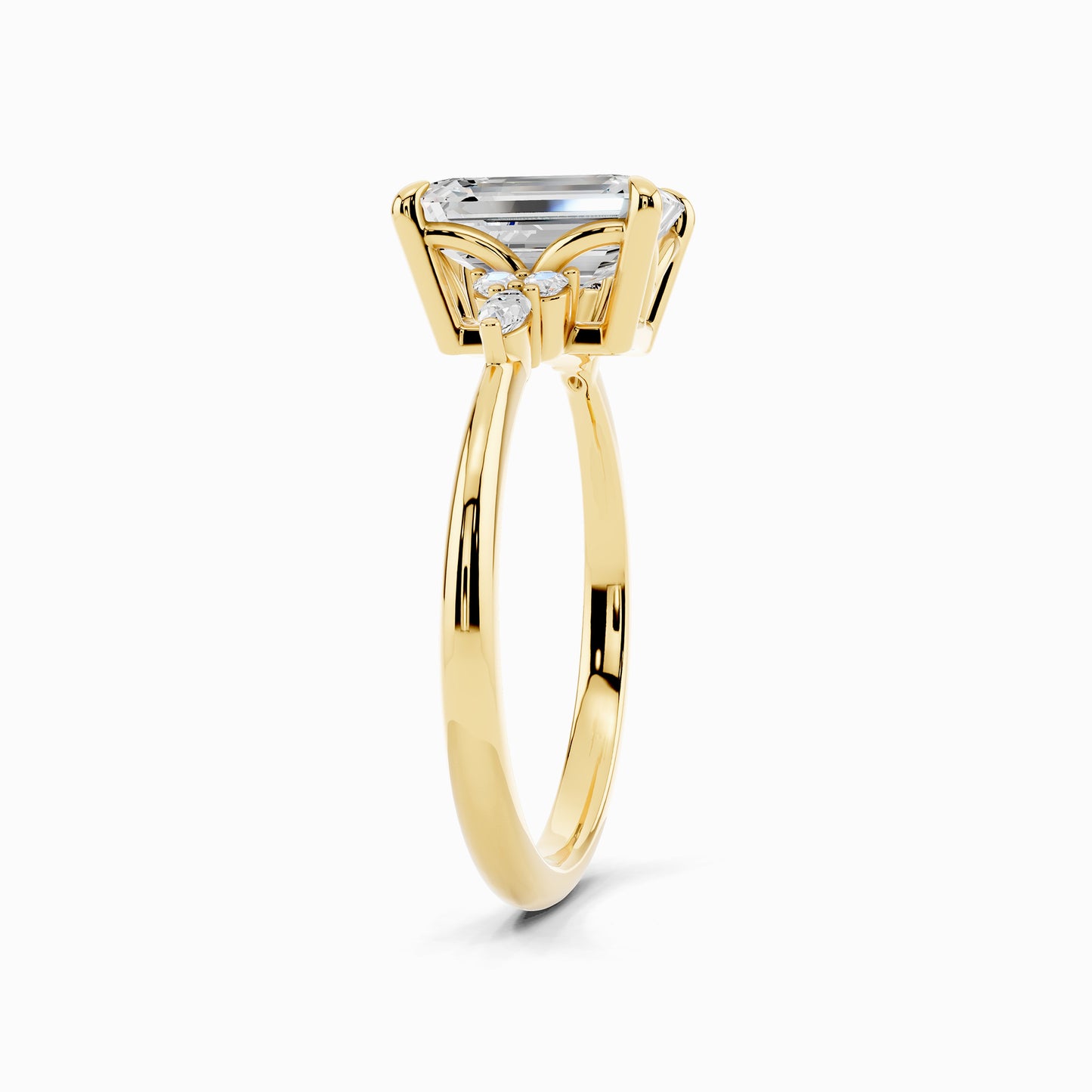 Aster Trinity Emerald Cut Engagement Ring