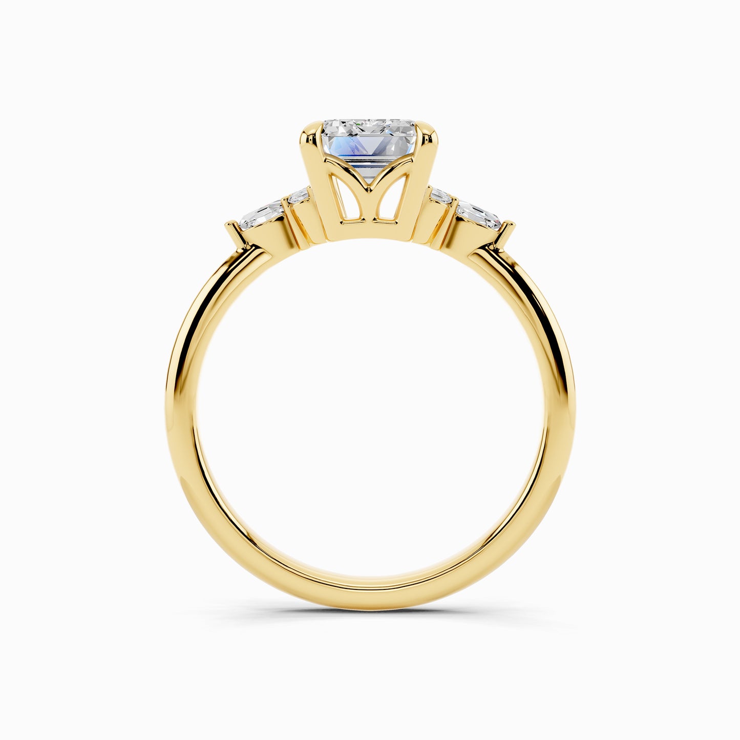 Aster Trinity Emerald Cut Engagement Ring