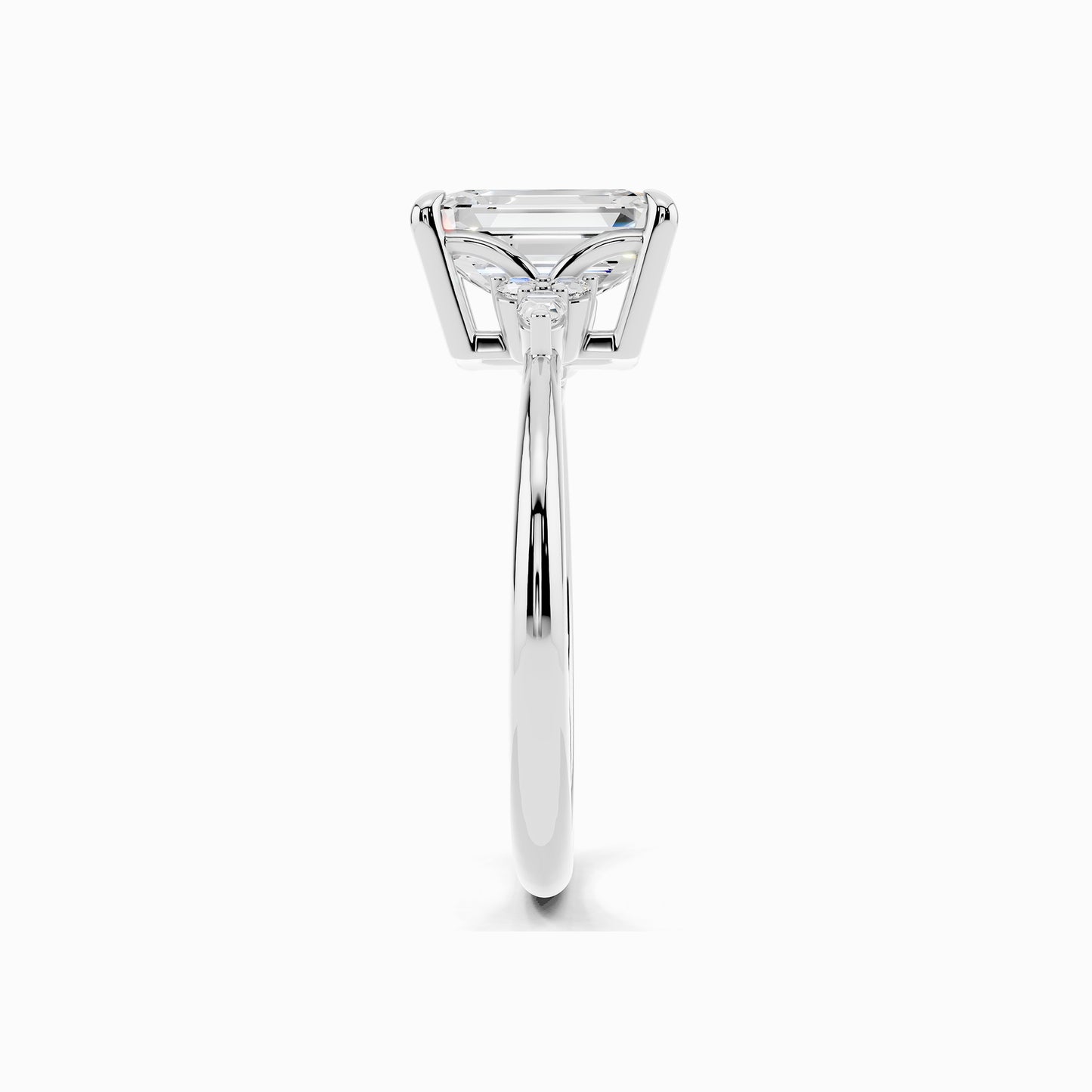 Aster Trinity Emerald Cut Engagement Ring