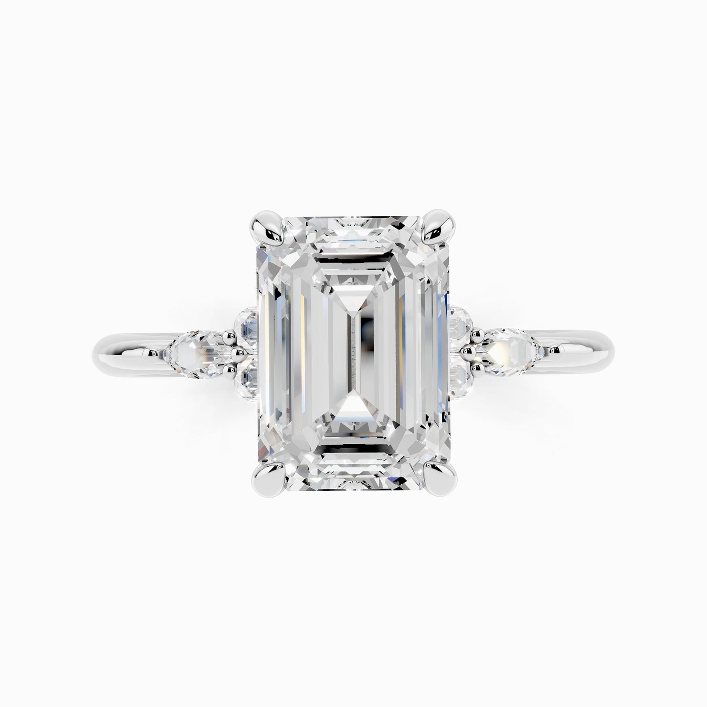 Aster Trinity Emerald Cut Engagement Ring