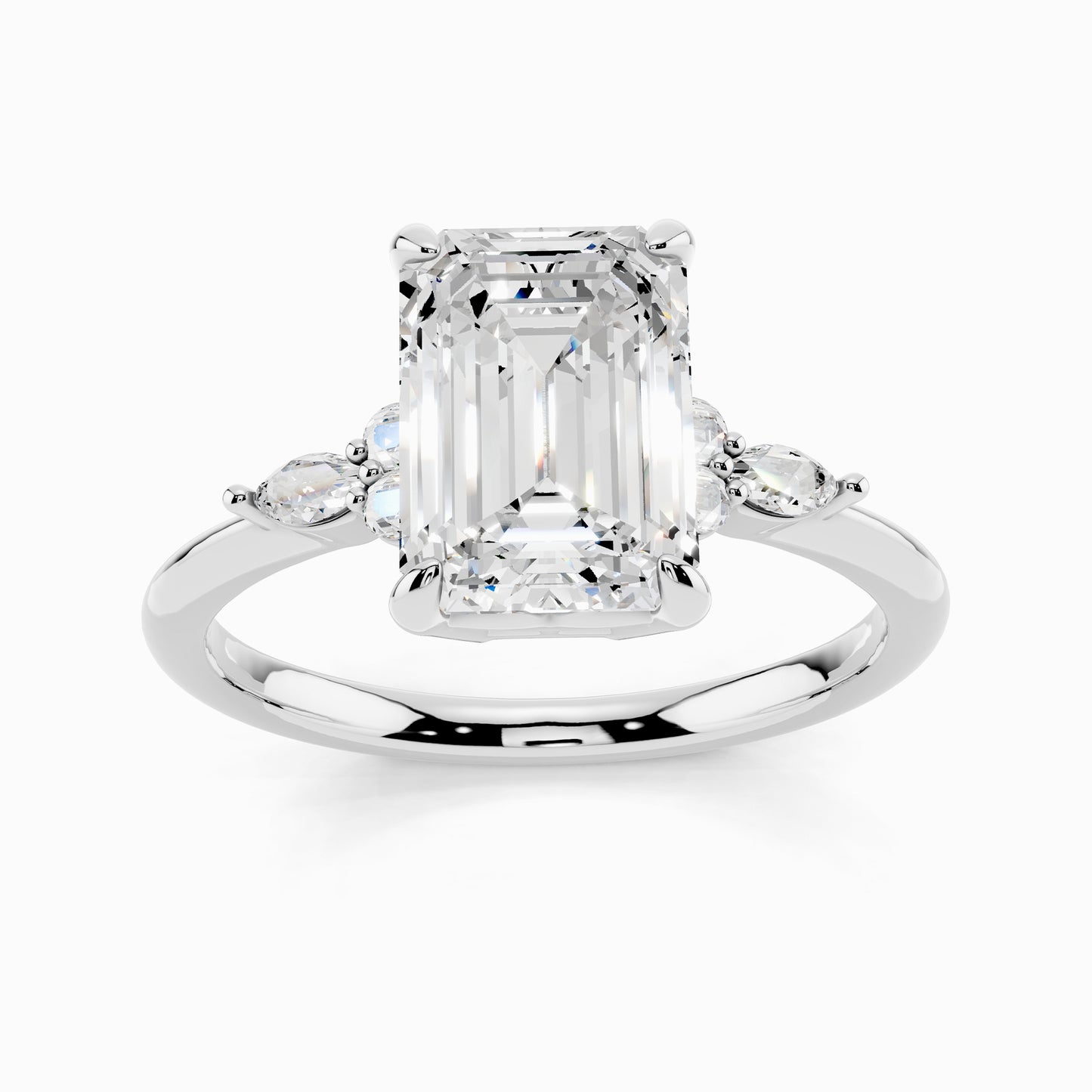 Aster Trinity Emerald Cut Engagement Ring