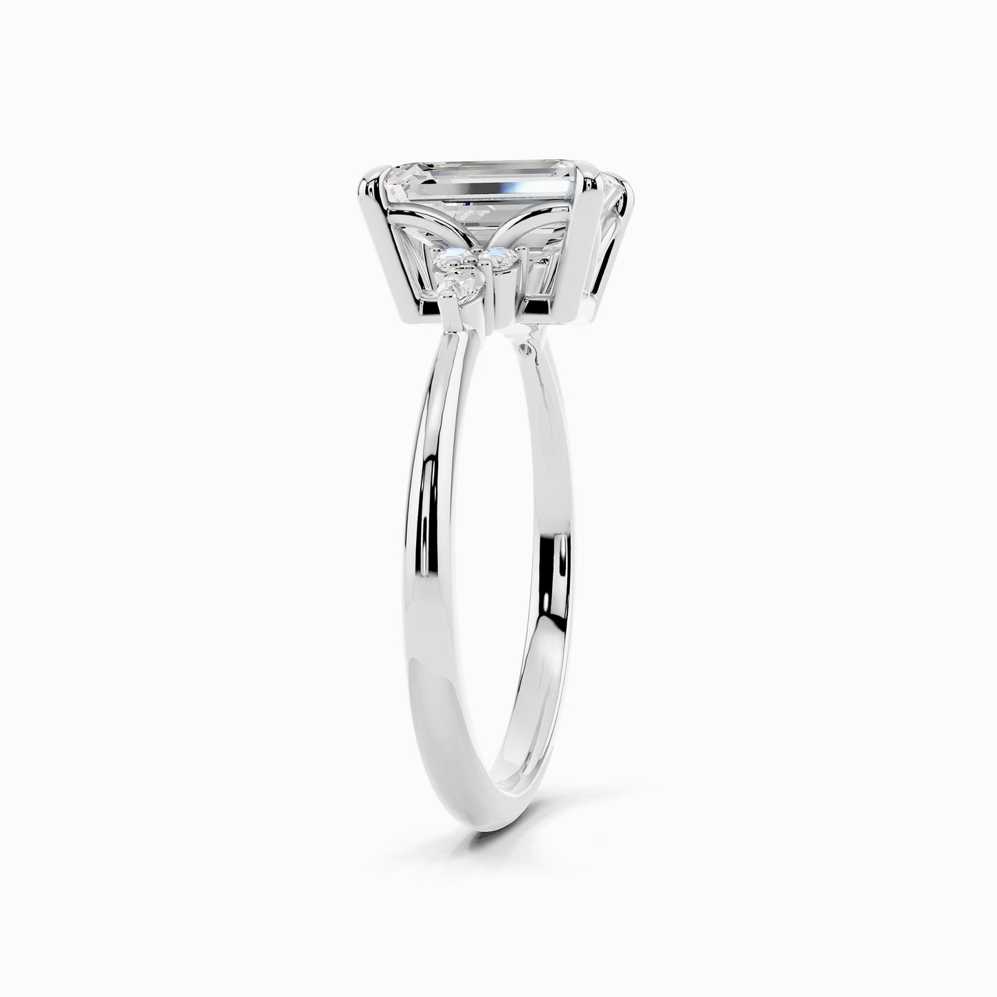 Aster Trinity Emerald Cut Engagement Ring