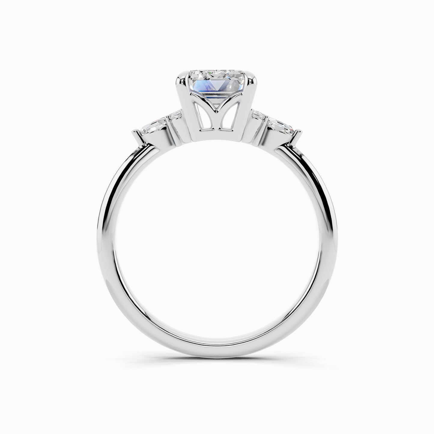 Aster Trinity Emerald Cut Engagement Ring