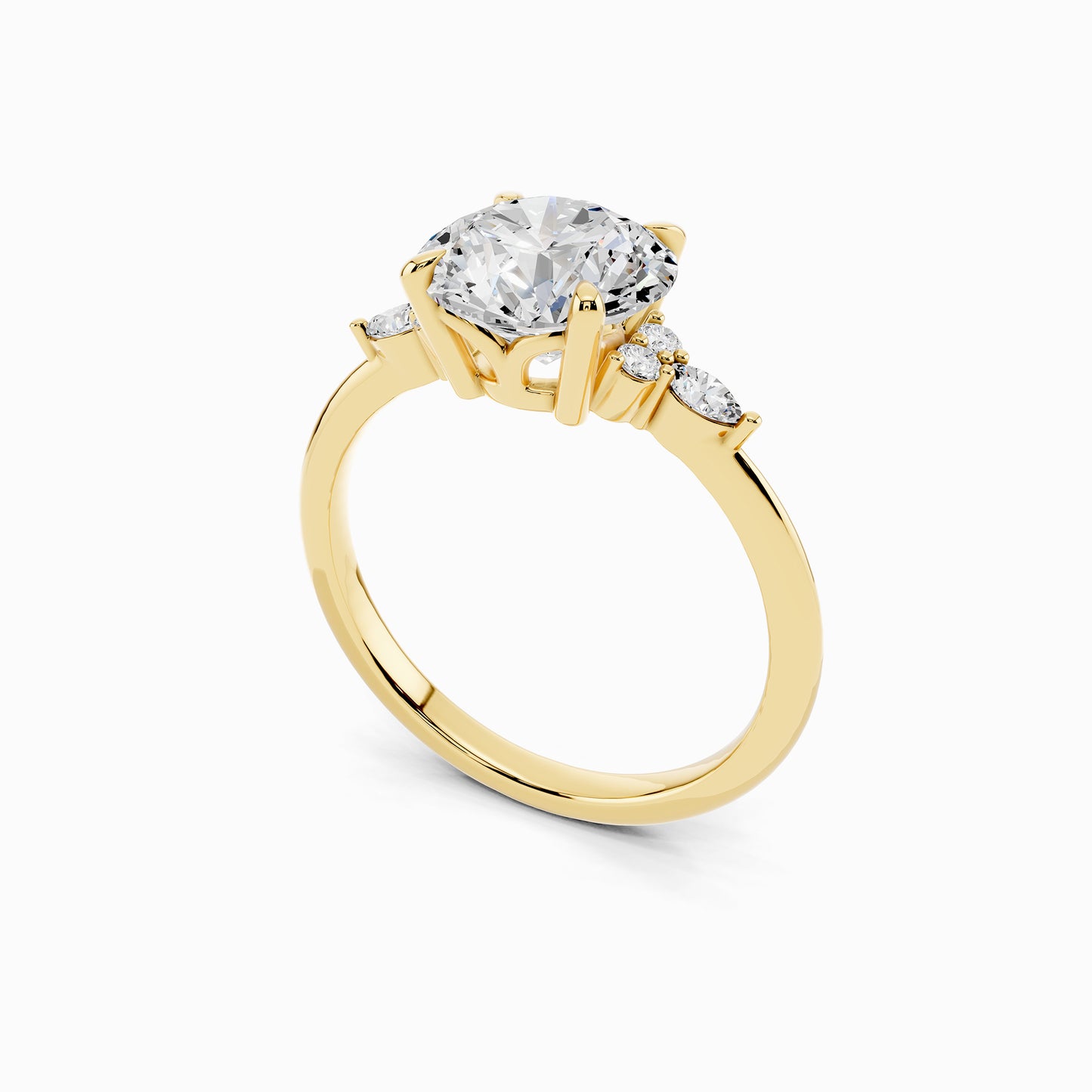 Cosmos Trinity Round Cut Engagement Ring