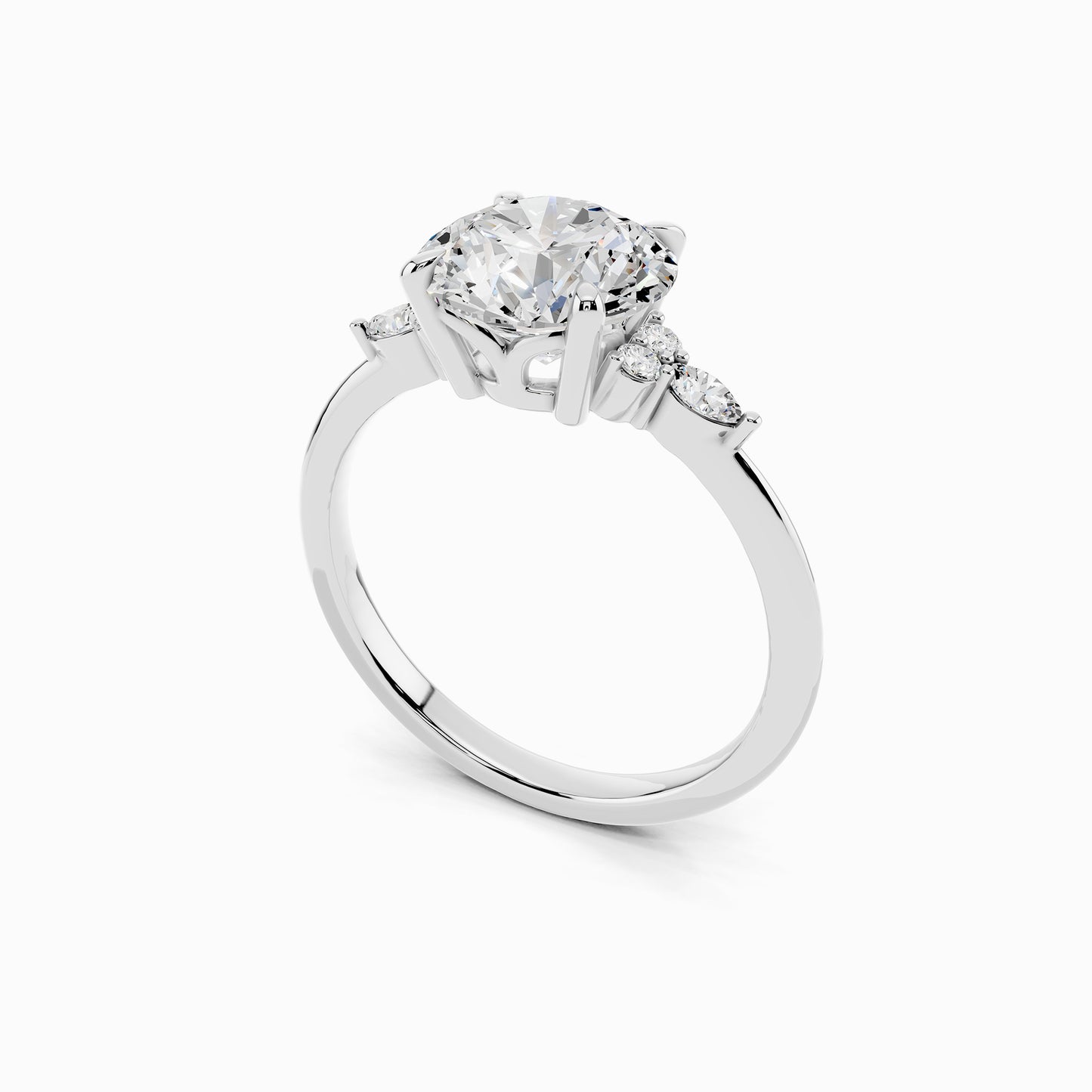 Cosmos Trinity Round Cut Engagement Ring
