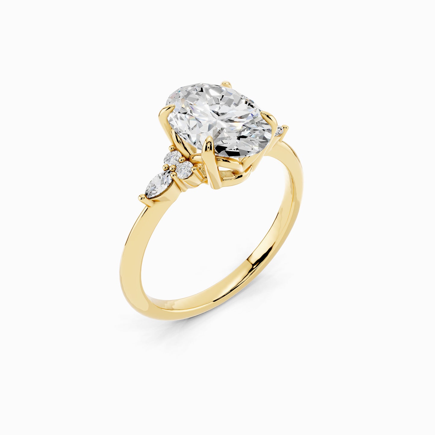 Freesia Trinity Oval Cut Engagement Ring