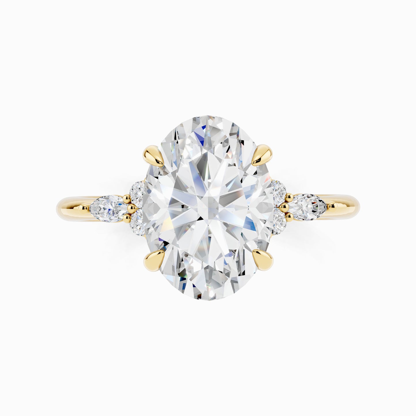 Freesia Trinity Oval Cut Engagement Ring