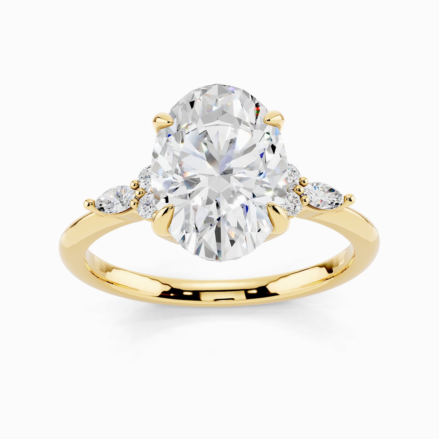 Freesia Trinity Oval Cut Engagement Ring
