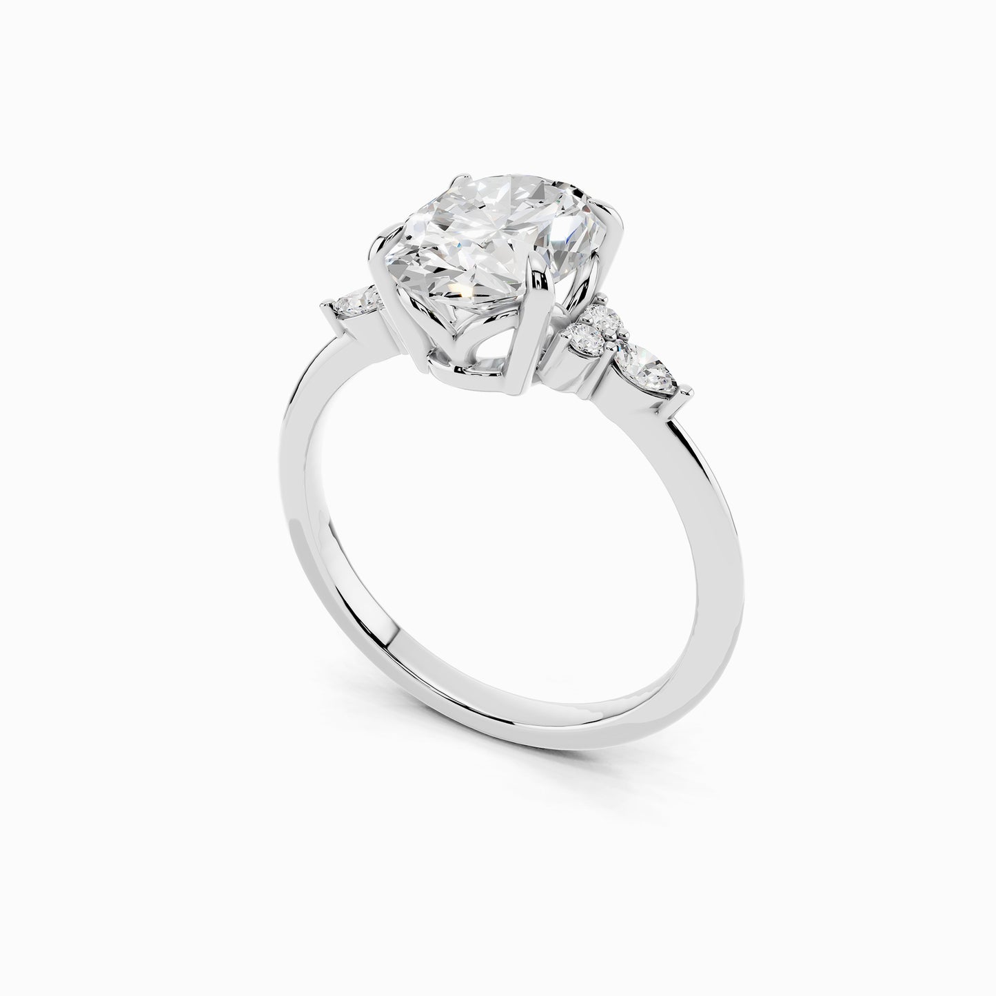 Freesia Trinity Oval Cut Engagement Ring