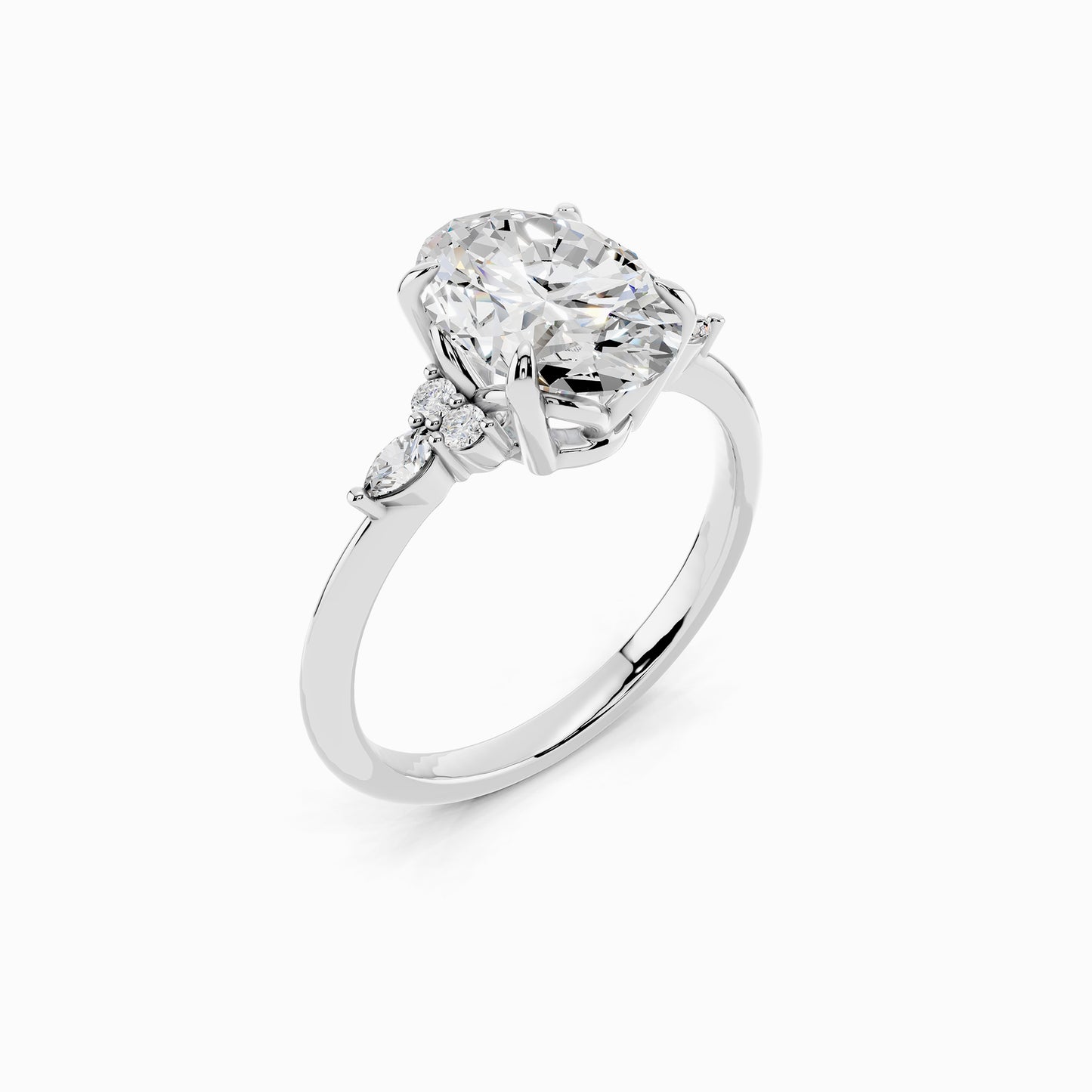 Freesia Trinity Oval Cut Engagement Ring