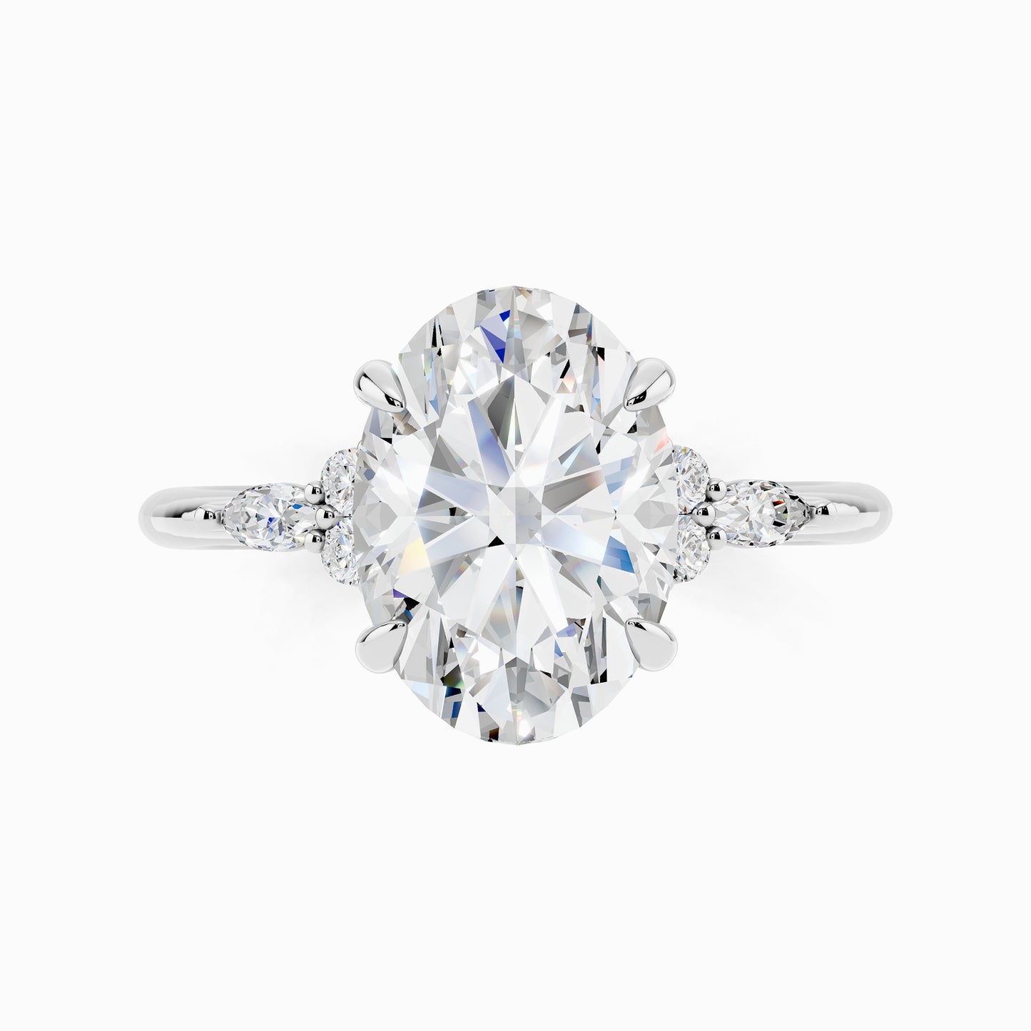 Freesia Trinity Oval Cut Engagement Ring