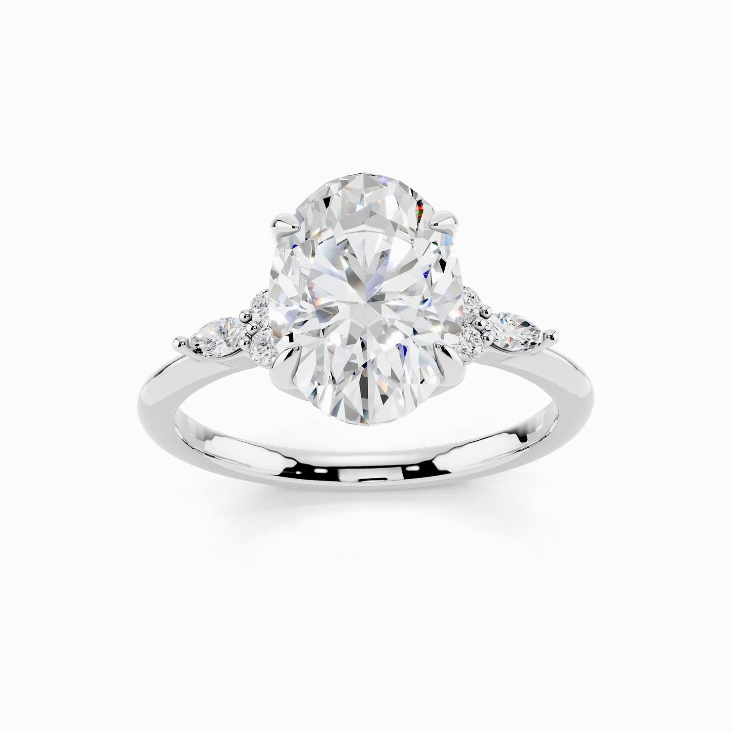 Freesia Trinity Oval Cut Engagement Ring