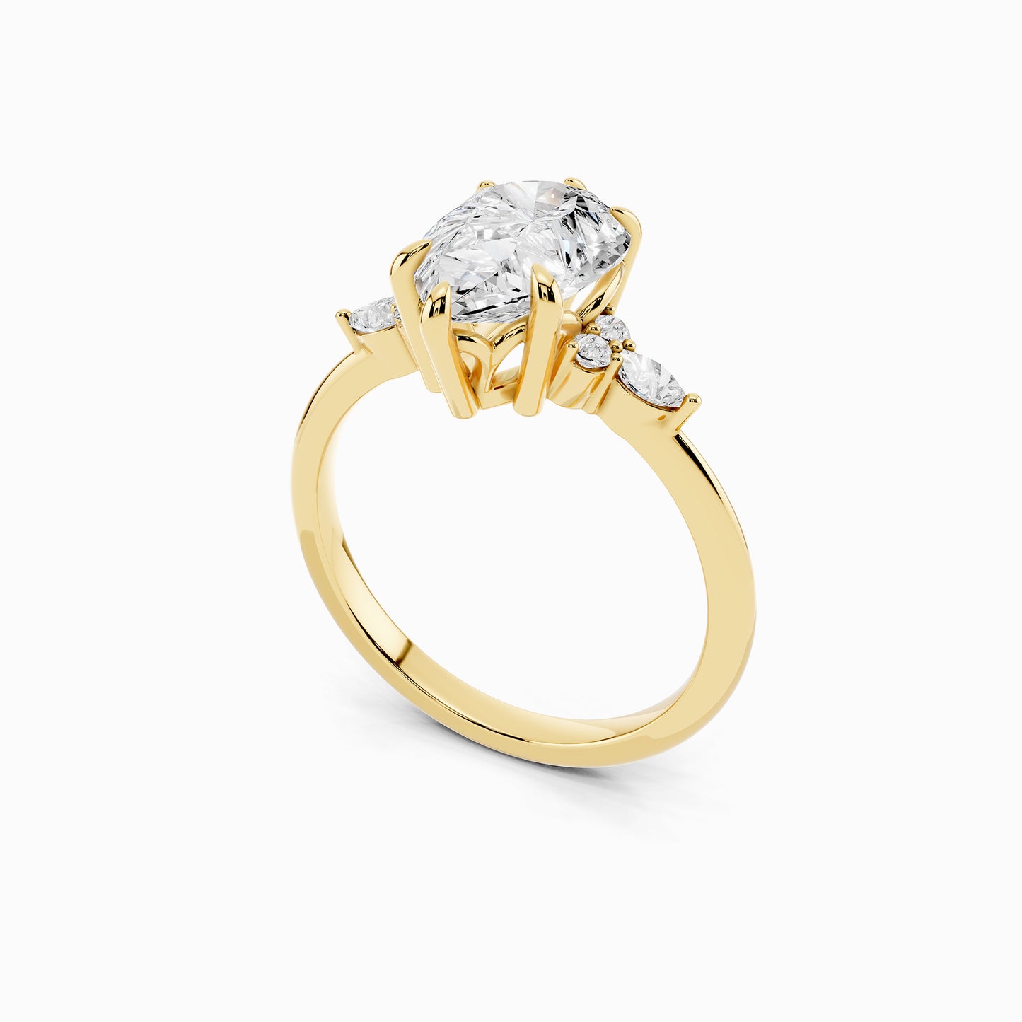 Camellia Trinity Pear Cut Engagement Ring