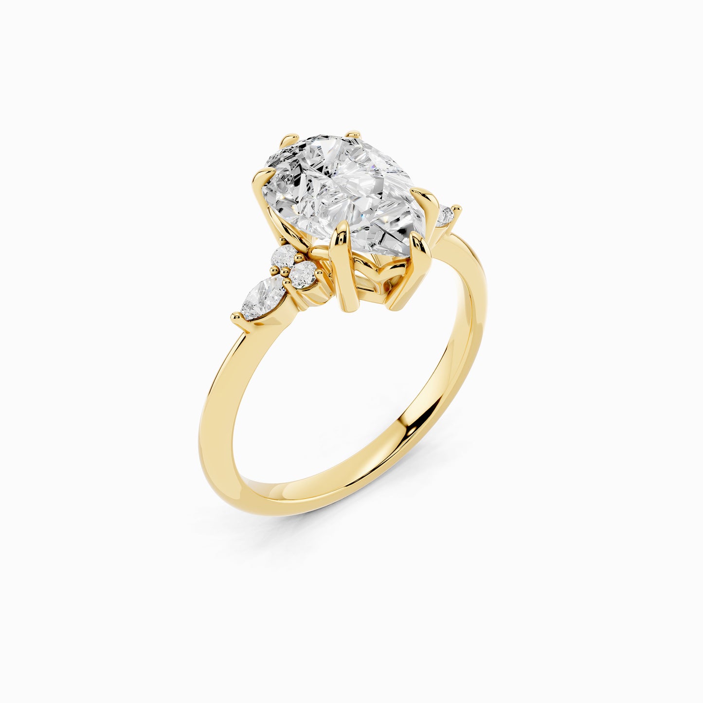Camellia Trinity Pear Cut Engagement Ring