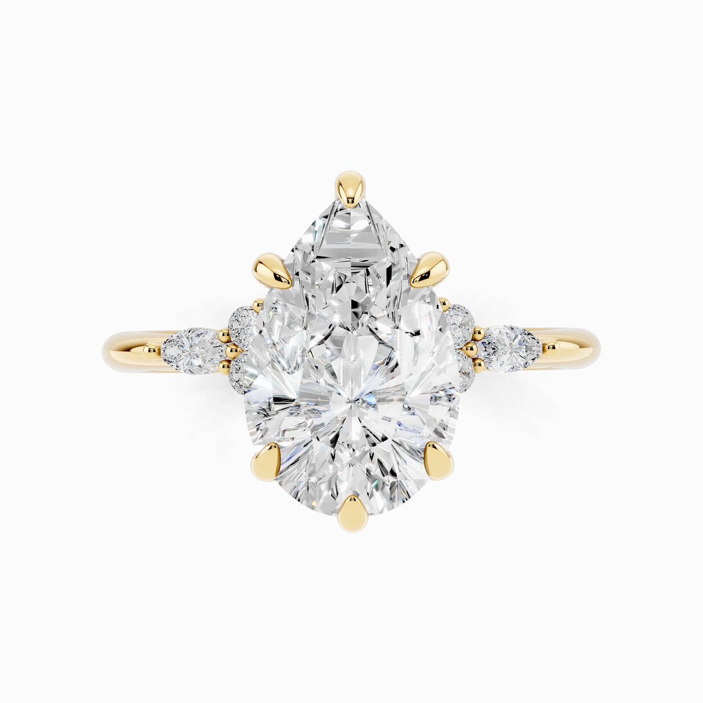 Camellia Trinity Pear Cut Engagement Ring
