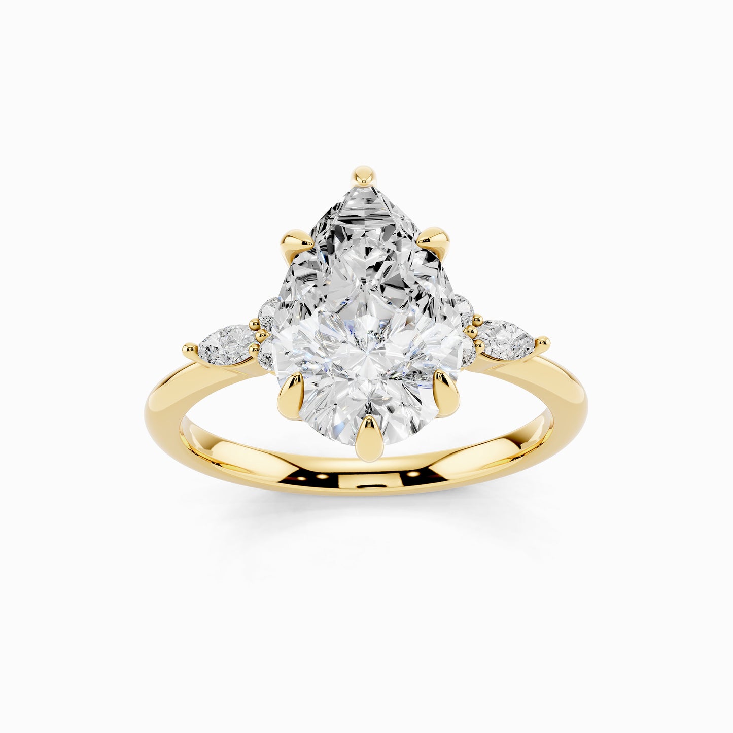 Camellia Trinity Pear Cut Engagement Ring