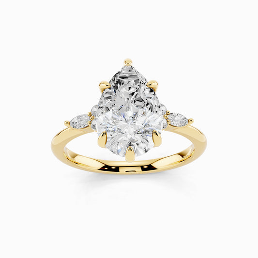 Camellia Trinity Pear Cut Engagement Ring