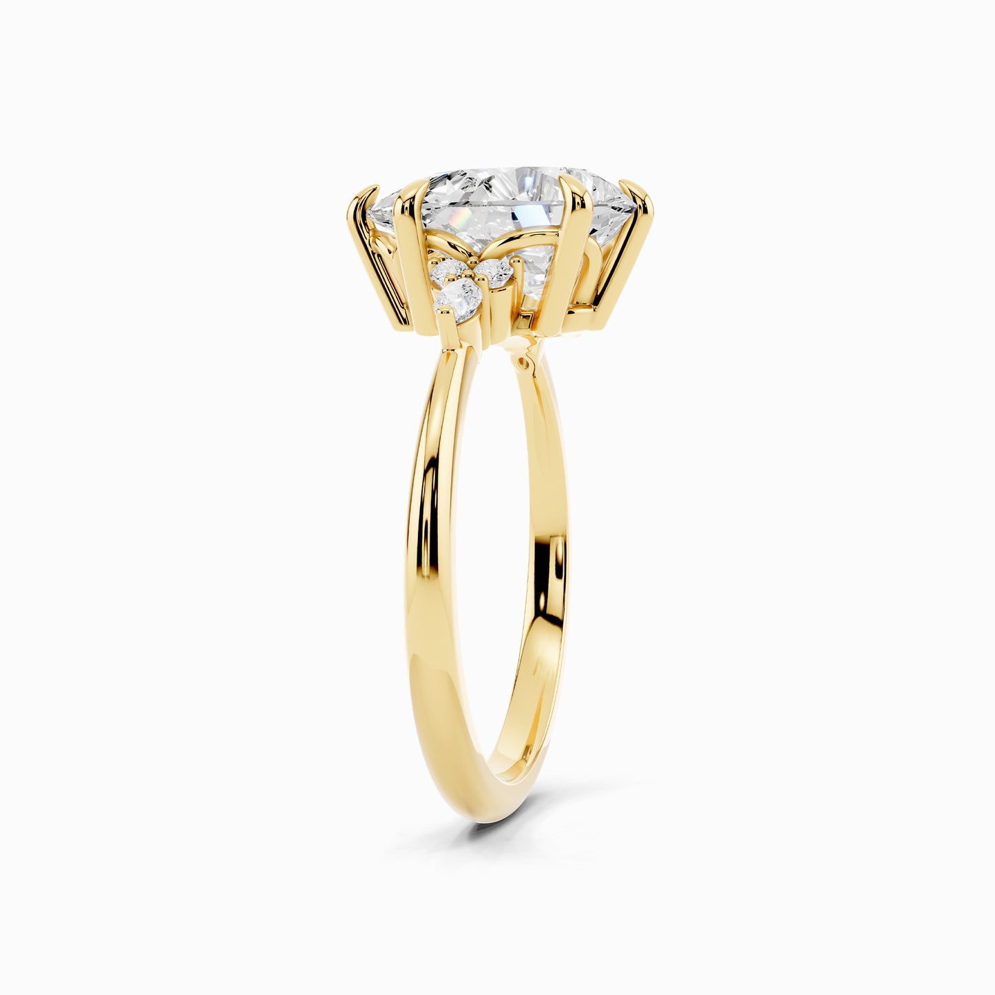 Camellia Trinity Pear Cut Engagement Ring