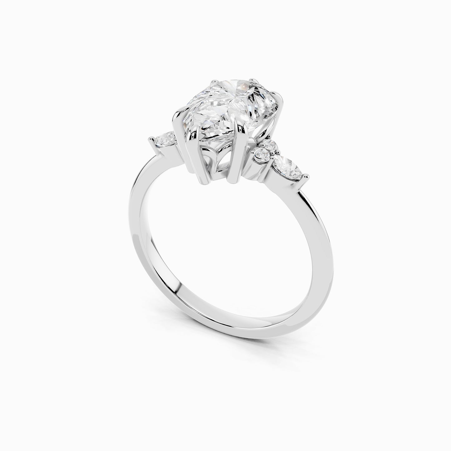 Camellia Trinity Pear Cut Engagement Ring