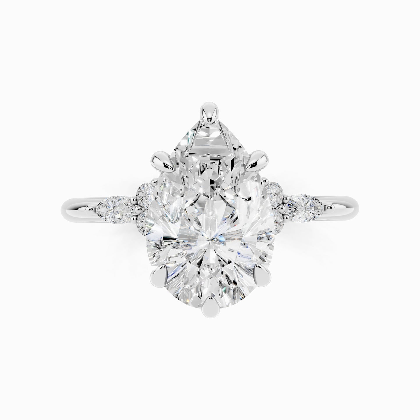 Camellia Trinity Pear Cut Engagement Ring