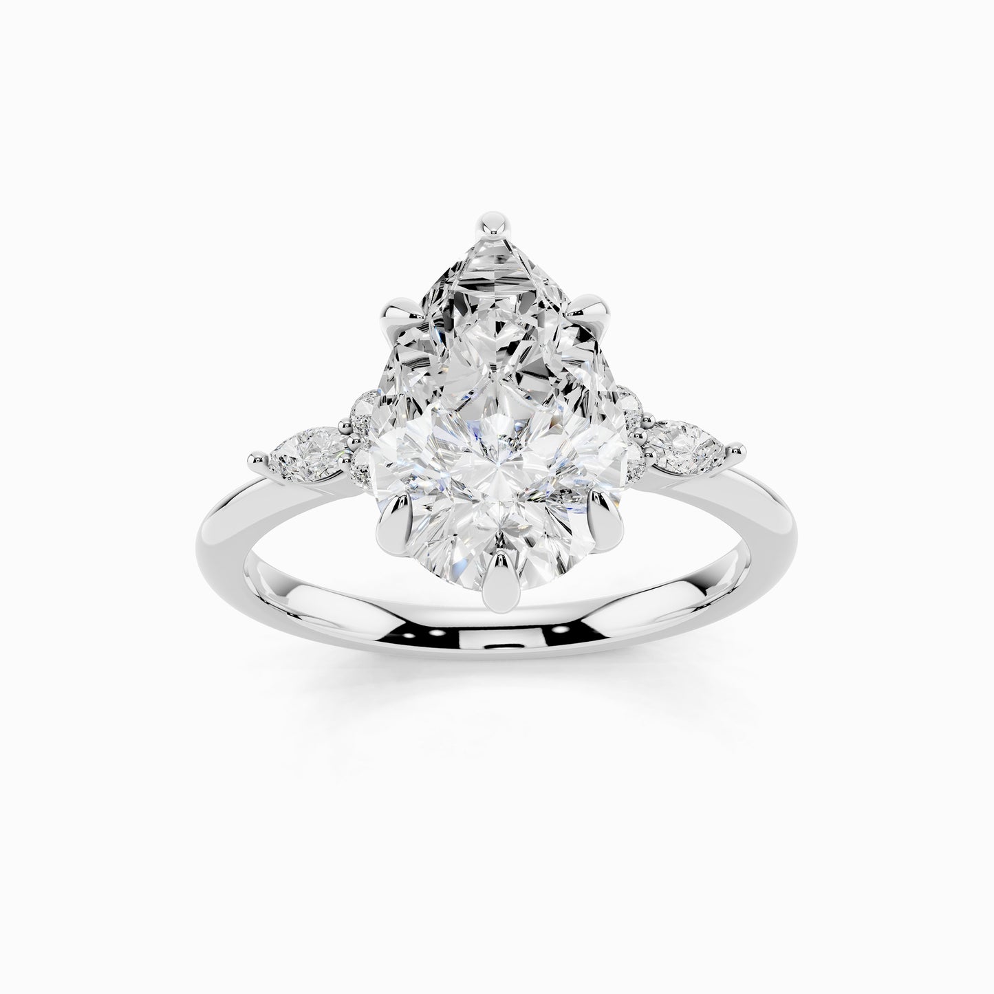 Camellia Trinity Pear Cut Engagement Ring