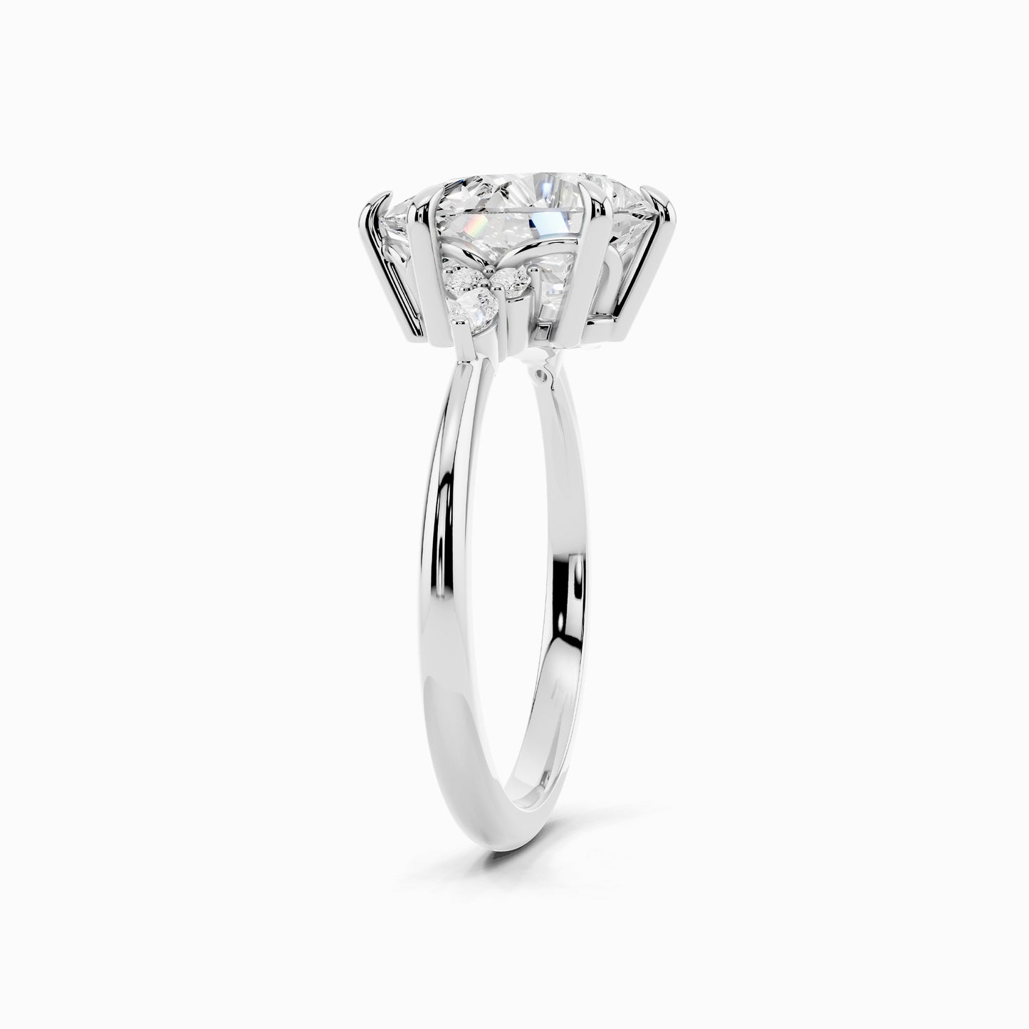 Camellia Trinity Pear Cut Engagement Ring